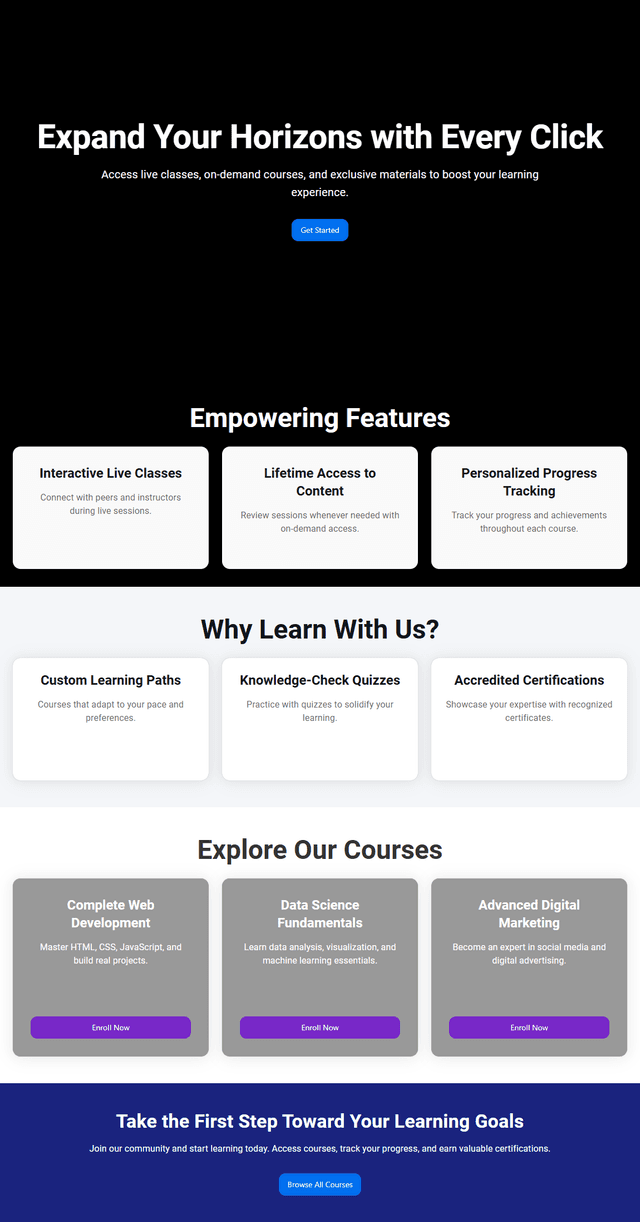 Educational Learning Platform for Online Courses